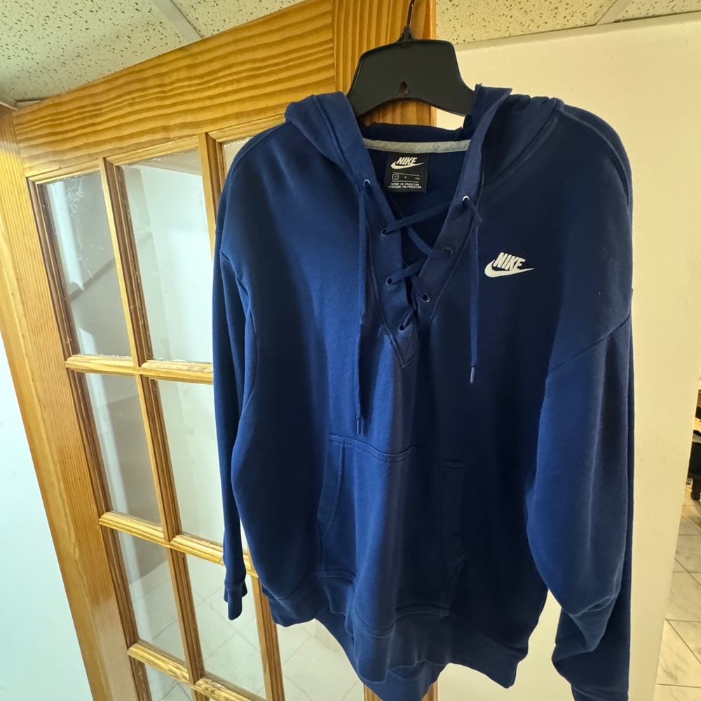 Nike Women Navy Hoodie - size small lace